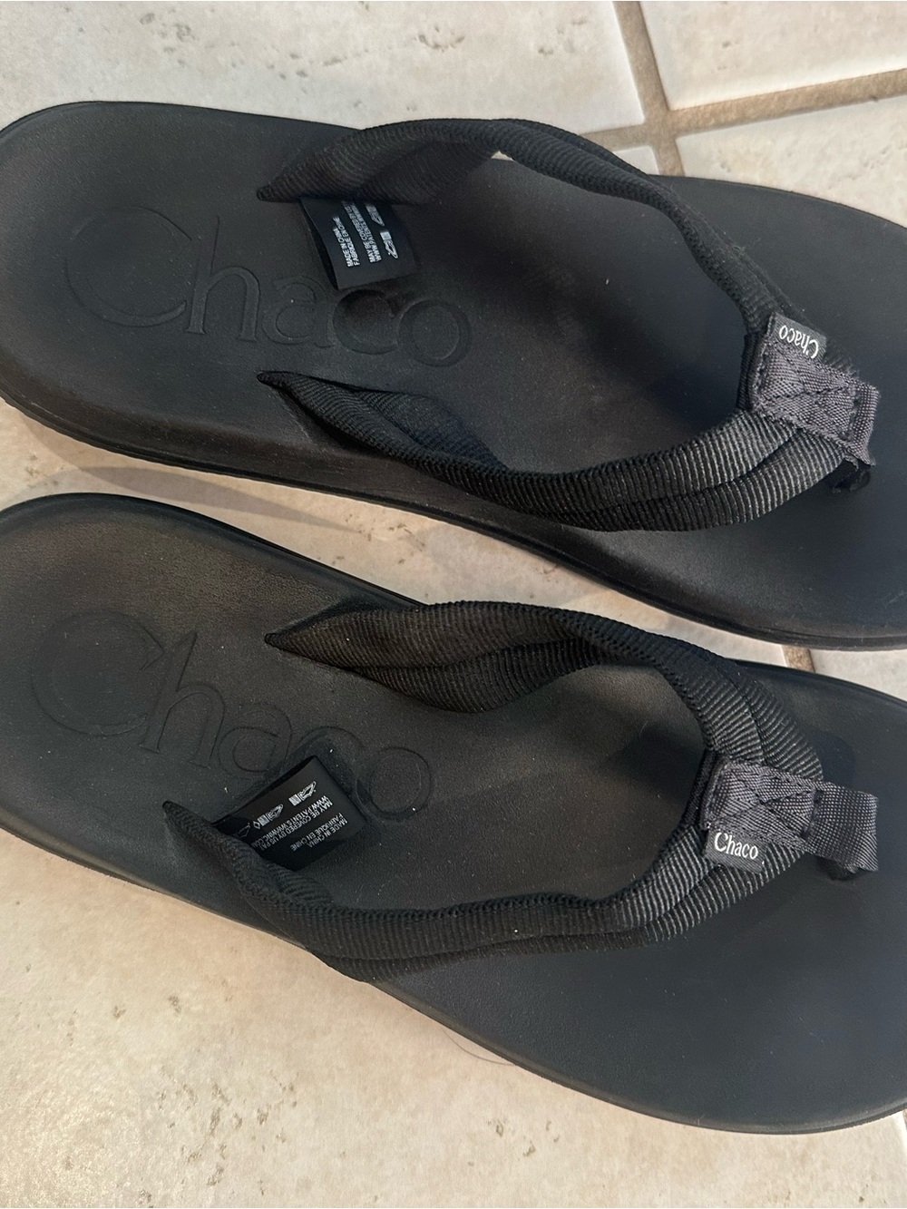 Chaco Black Thong Sandal with Subtle Logo